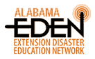 Alabama Extension Disaster Education Center Network logo - with the words "Alabama" followed by the initials "EDEN" followed by "Extension Disaster Education Network"