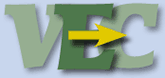 the initials "VEC" with a horizontal arrow pointing to the right superimposed on top of the "E"
