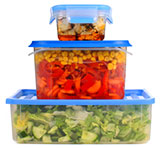 three food storage containers stacked one on top of the other